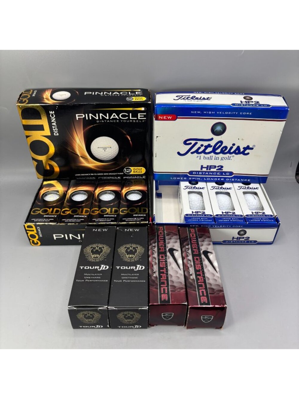 Golf Balls Nike Power Distance Super Far, Tour JD, Titleist HP2, Pinnacle Gold